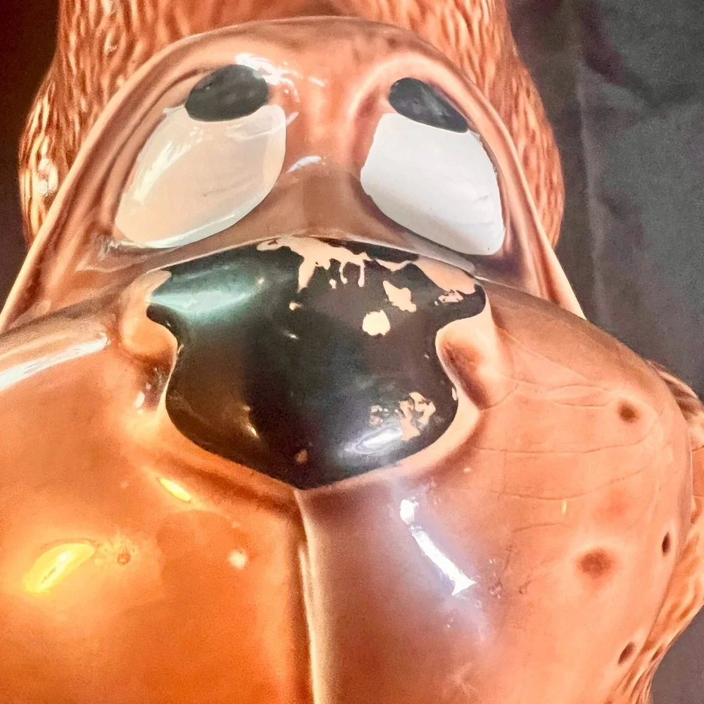 Vintage McCoy Thinking Dog Cookie Jar 0272 USA Brown Puppy Retro Kitchen Pottery